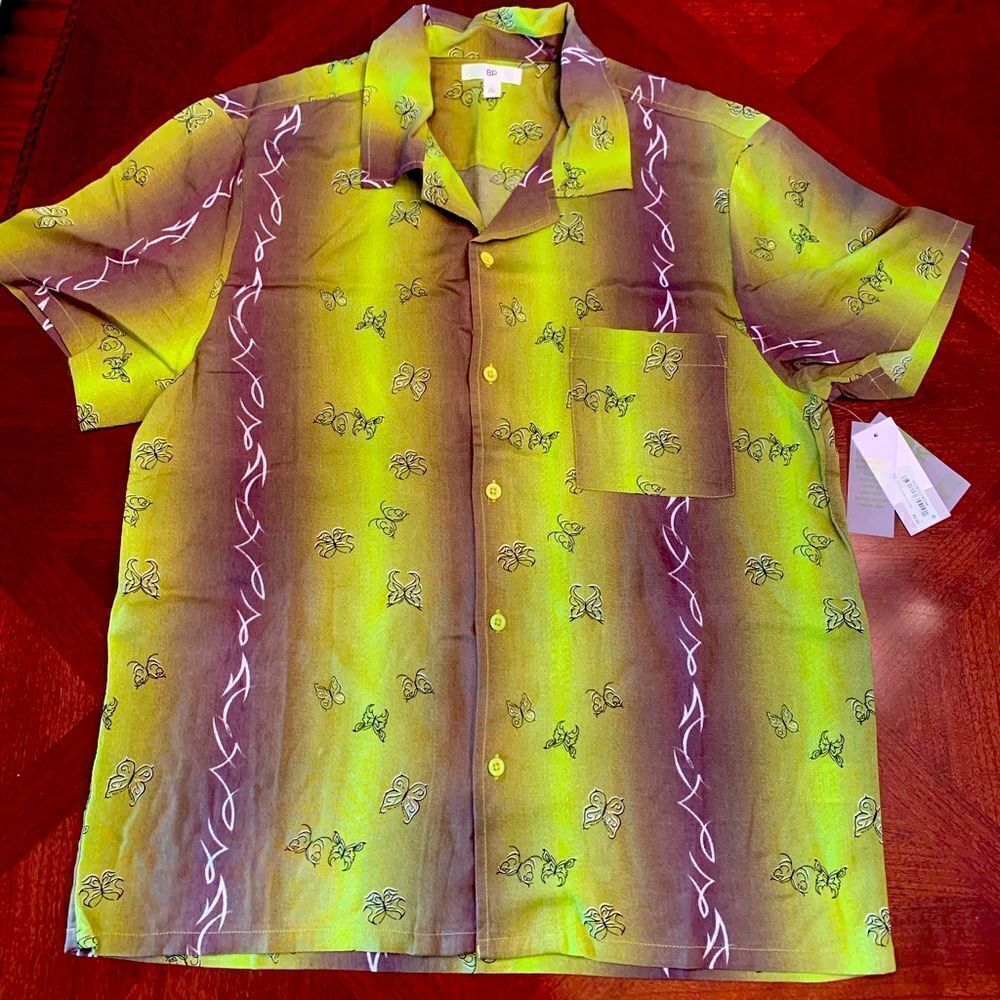 BP Women’s Be proud BP green tattoo butterfly allover cotton size S, NWT